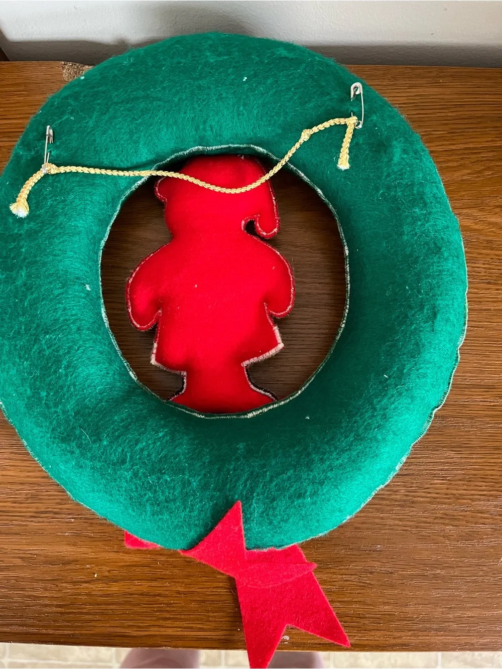 Green and Red Teddy Bear Christmas Wreath Holiday Decoration